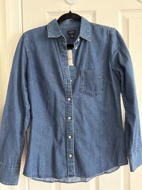 J. Crew Womens Denim Button-Down Shirt - Medium Blue